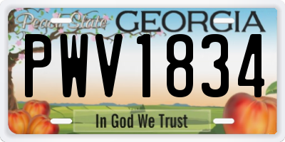 GA license plate PWV1834