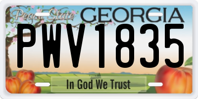 GA license plate PWV1835