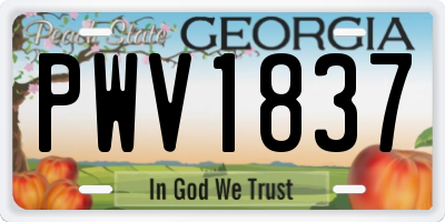 GA license plate PWV1837