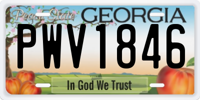 GA license plate PWV1846