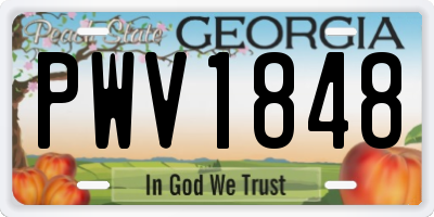 GA license plate PWV1848