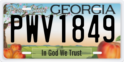 GA license plate PWV1849