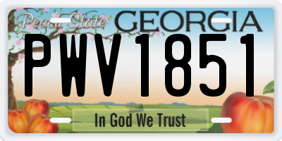 GA license plate PWV1851