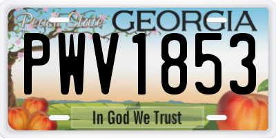 GA license plate PWV1853