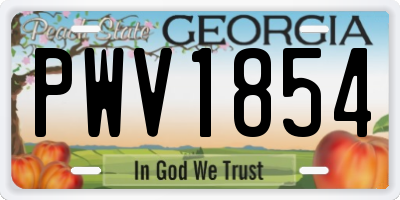 GA license plate PWV1854