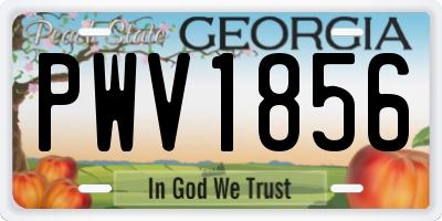 GA license plate PWV1856