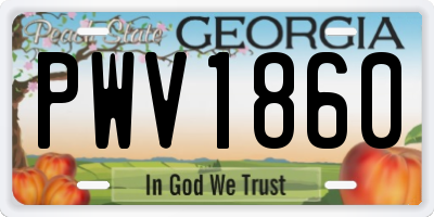 GA license plate PWV1860