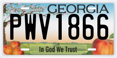 GA license plate PWV1866