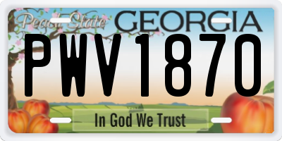 GA license plate PWV1870