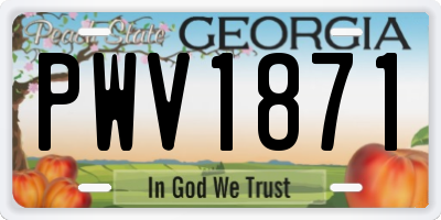 GA license plate PWV1871