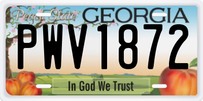GA license plate PWV1872