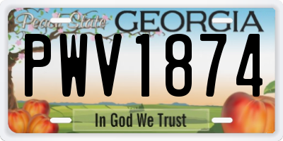 GA license plate PWV1874
