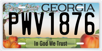 GA license plate PWV1876