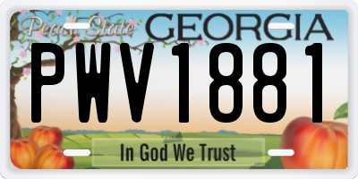 GA license plate PWV1881