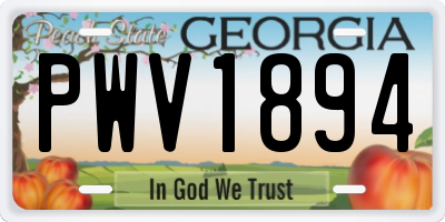 GA license plate PWV1894