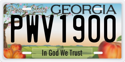 GA license plate PWV1900