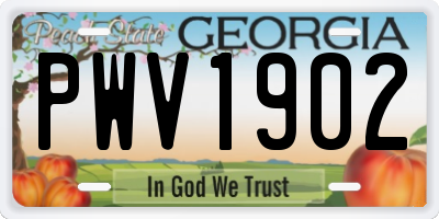 GA license plate PWV1902