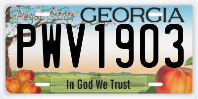 GA license plate PWV1903