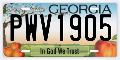 GA license plate PWV1905