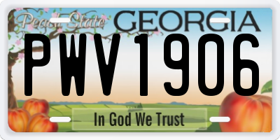 GA license plate PWV1906