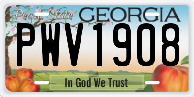GA license plate PWV1908