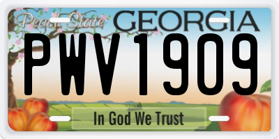GA license plate PWV1909