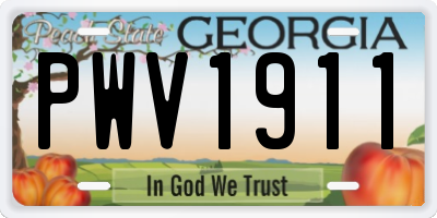GA license plate PWV1911