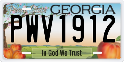 GA license plate PWV1912