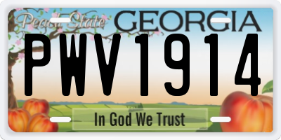 GA license plate PWV1914