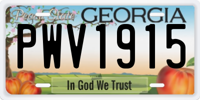 GA license plate PWV1915