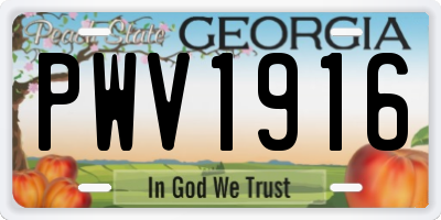 GA license plate PWV1916
