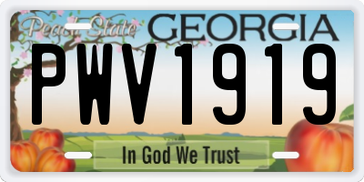 GA license plate PWV1919