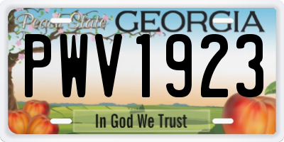 GA license plate PWV1923