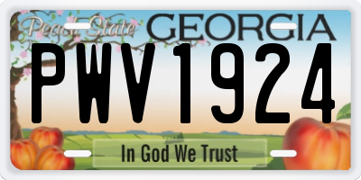 GA license plate PWV1924