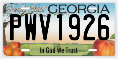 GA license plate PWV1926