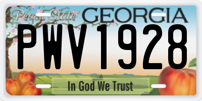 GA license plate PWV1928