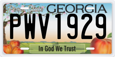 GA license plate PWV1929