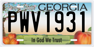 GA license plate PWV1931