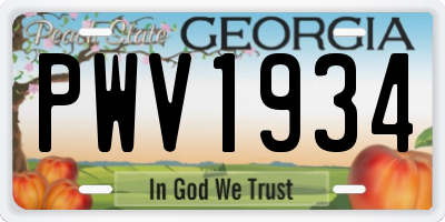 GA license plate PWV1934