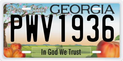 GA license plate PWV1936