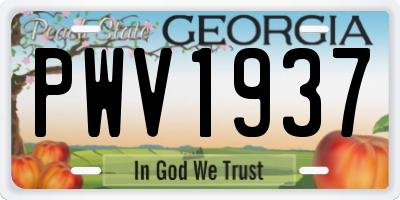 GA license plate PWV1937