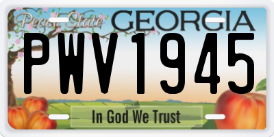 GA license plate PWV1945