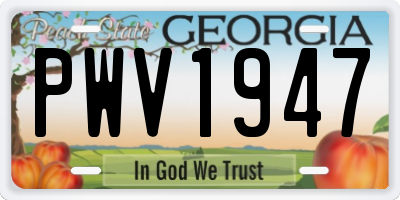 GA license plate PWV1947