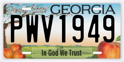 GA license plate PWV1949