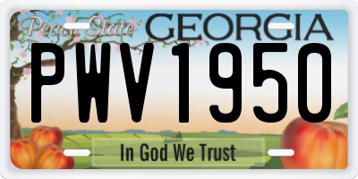 GA license plate PWV1950
