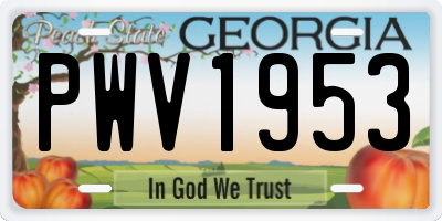 GA license plate PWV1953
