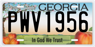 GA license plate PWV1956