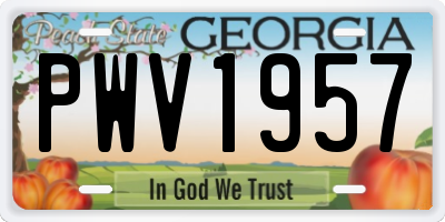 GA license plate PWV1957