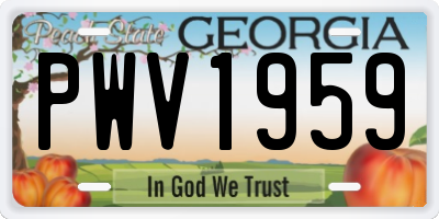 GA license plate PWV1959
