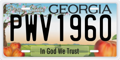 GA license plate PWV1960